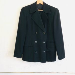 Linda Allerd Ellen Tracy 100% Wool Double Breasted Black Blazer - Women's 8
